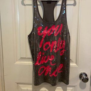 Pink sequin tank top